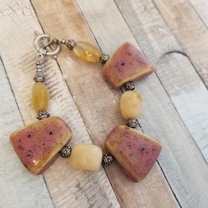 Natural stone necklace and bracelet set